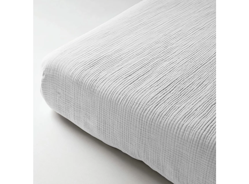 Hoeslaken mousseline wit