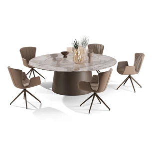 Eettafel Tadao Magnum 1516-III natuursteen poot brons Draenert