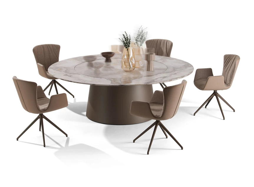 Eettafel Tadao Magnum 1516-III natuursteen poot brons Draenert