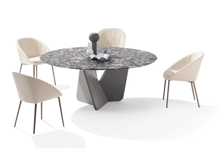 Met stoelen Eettafel Tadao 1515-V Nelly 1511-V natuursteen Draenert