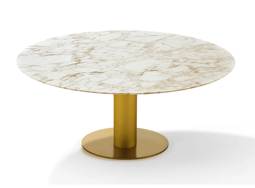 Eettafel Nelly 1511-I natuursteen poot goud Draenert