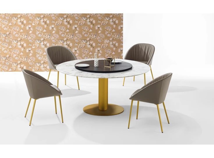 Met stoelen Eettafel Nelly 1511-I natuursteen poot goud Draenert
