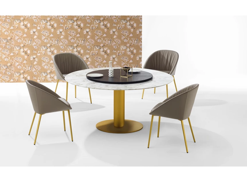 Met stoelen Eettafel Nelly 1511-I natuursteen poot goud Draenert