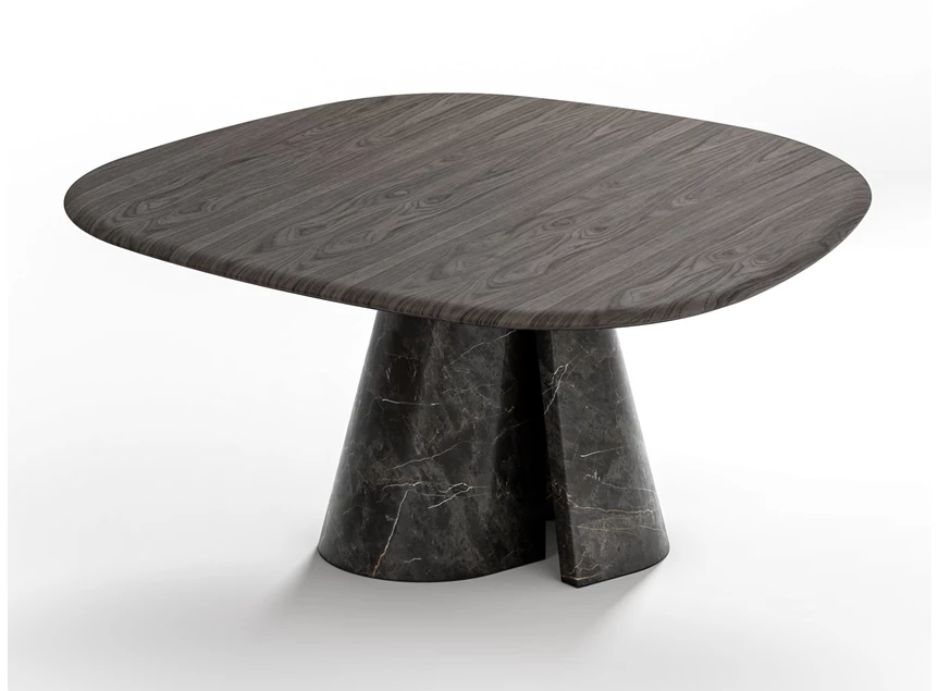 Eettafel Cooper Trapeza 1430 poot natuursteen nero picasso Draenert