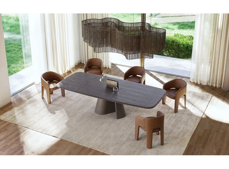 Sfeerfoto Eettafel Cooper Organic 1430 poot concrete slate grey Draenert