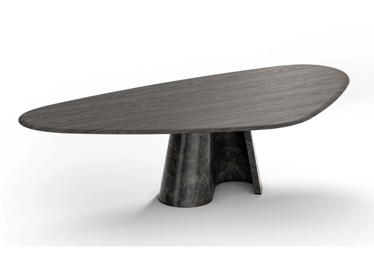Eettafel Cooper Trilungo 1430 poot natuursteen nero picasso Draenert