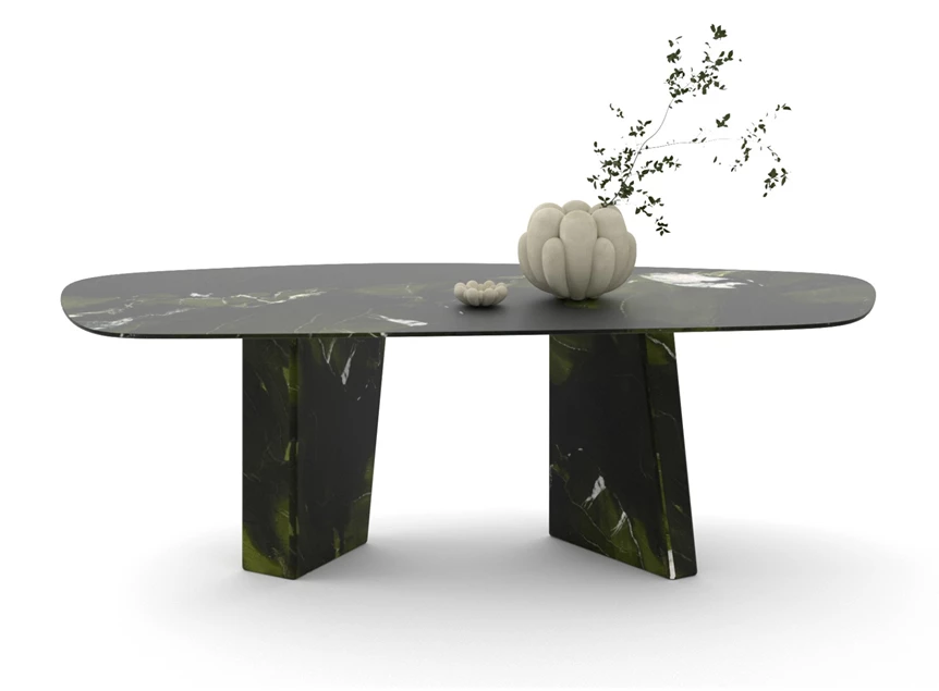 Eettafel Paramount Single natuursteen groen marmer Draenert
