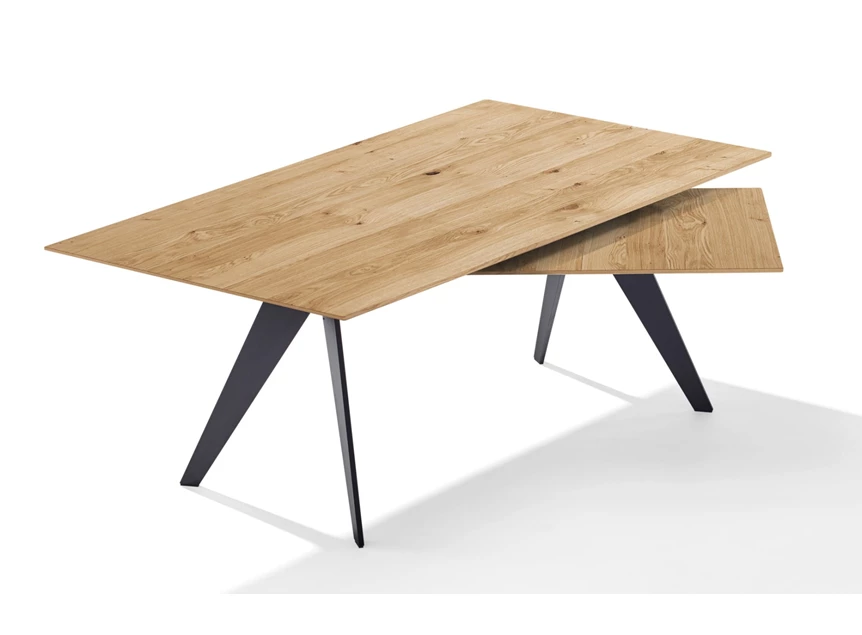 Systeem Verlengbare eettafel Atlas 1280 base 5 massief eik natural Draenert