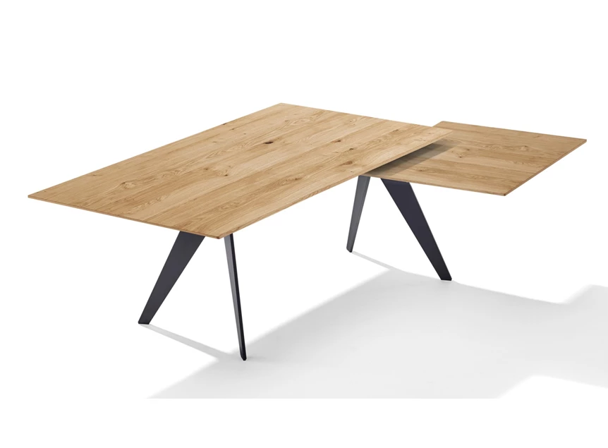 Open Verlengbare eettafel Atlas 1280 base 5 massief eik natural Draenert