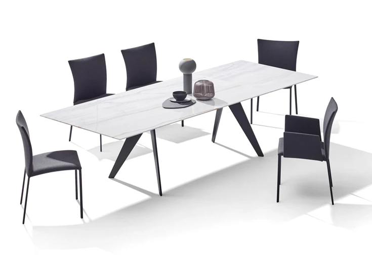 Met stoelen Verlengbare eettafel Atlas 1280 base 5 natuursteen Draenert