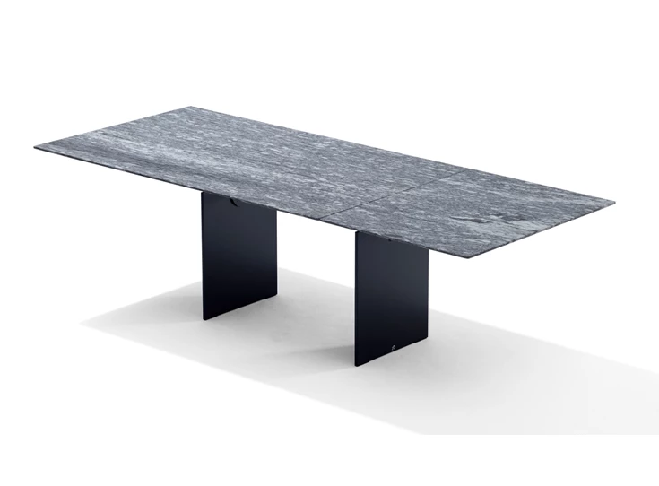 Verlengbare eettafel Atlas 1280 base 1 zwart natuursteen grijs Draenert