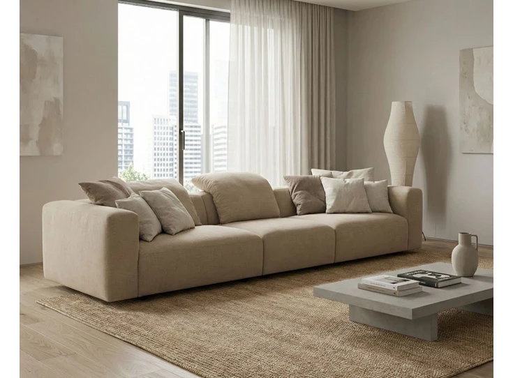 Salon canapé 3-zit Vivaldi stof beige DFM Moome