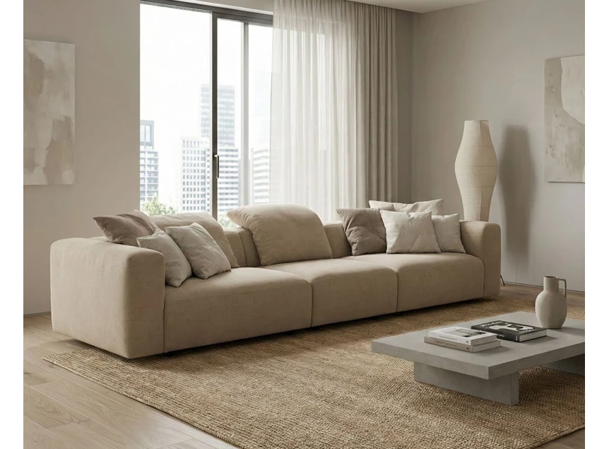 Salon canapé 3-zit Vivaldi stof beige DFM Moome