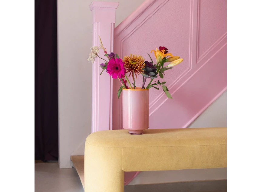 Vase 15xh26cm bludh pink Milo ONA met bloemen