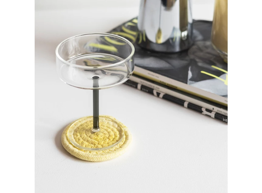 onderzetter 10cm Sunny geel Piff-set/4 sfeerfoto