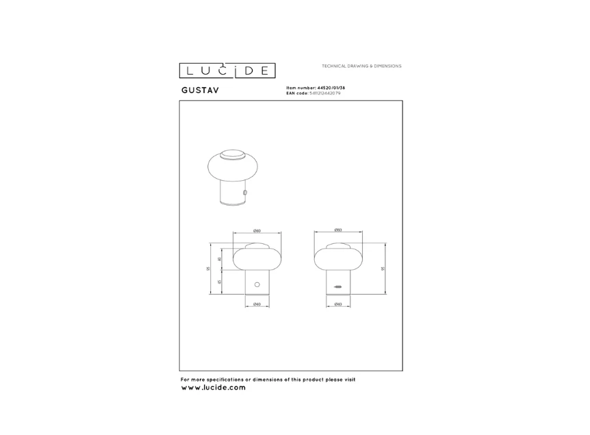 Gustav taffellamp beige afmeting