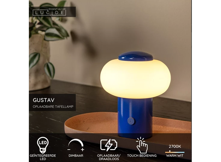 Gustav tafellamp blauw info