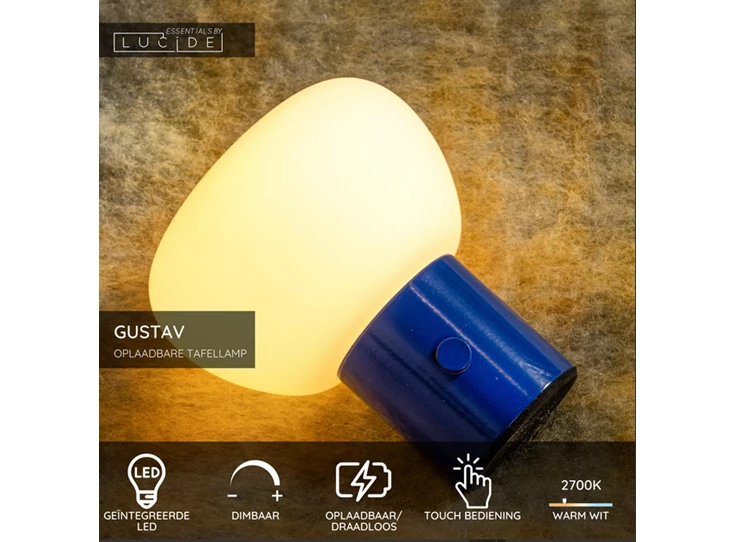 Gustav tafellamp blauw info