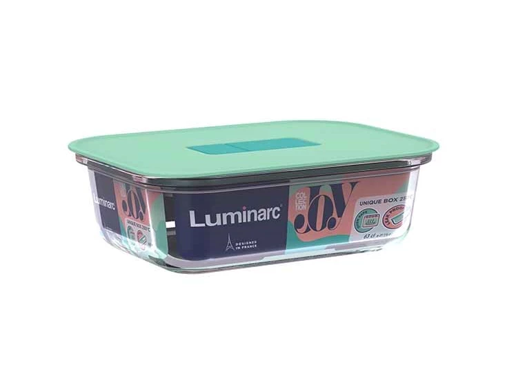 Unique bewaardoos 63cl rechthoekig 17,8x13,3xh5,5cm met groen deksel