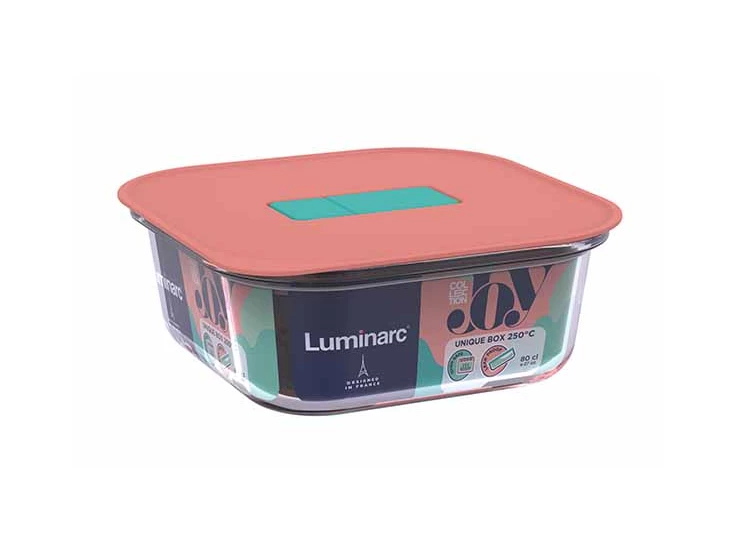 Unique bewaardoos 80cl vierkant 16x16xh6,1cm-roze deksel
