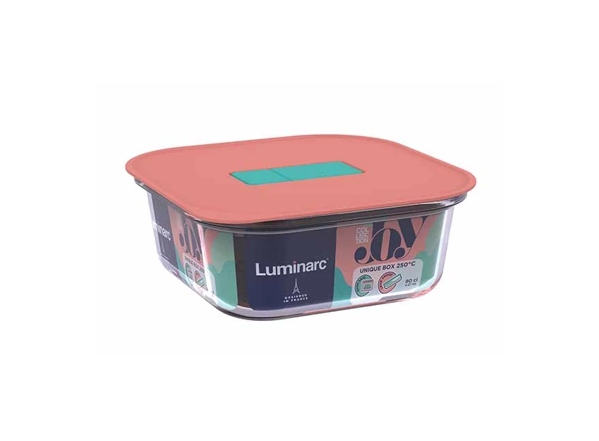 Unique bewaardoos 80cl vierkant 16x16xh6,1cm-roze deksel