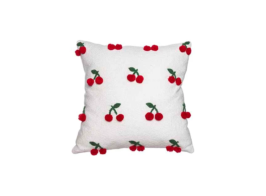Kussen cherries wit 45x45 katoen