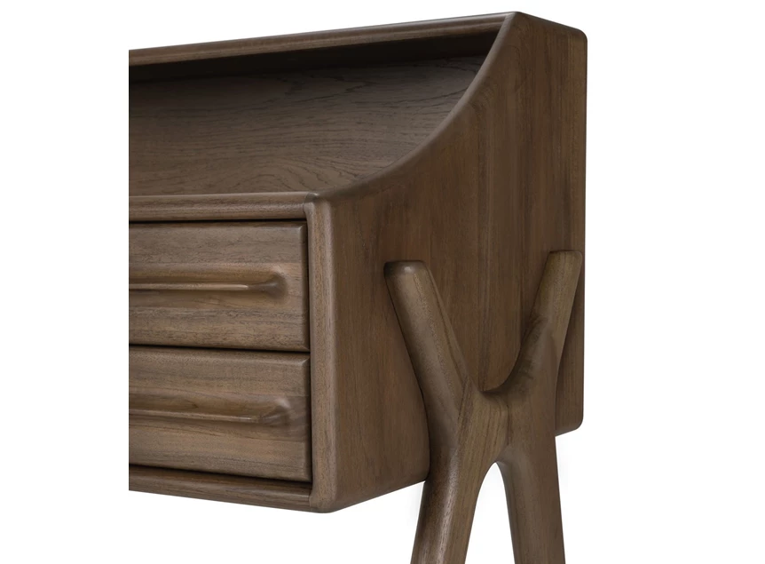 Zijkant Bureau Teak Flow Wild Brown Desk 10729 Ethnicraft