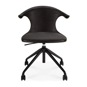 Front Bureaustoel Teak Flow Dark Brown Office Chair With Weels 10582 Ethnicraft