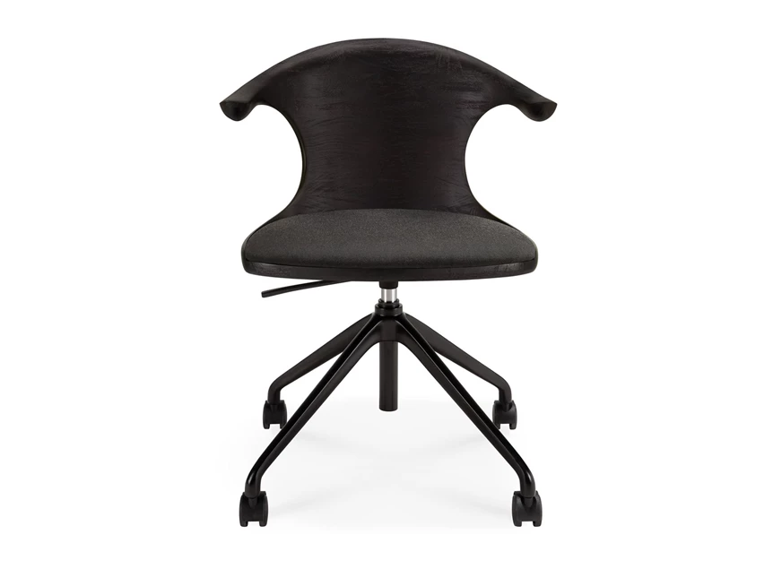 Front Bureaustoel Teak Flow Dark Brown Office Chair With Weels 10582 Ethnicraft