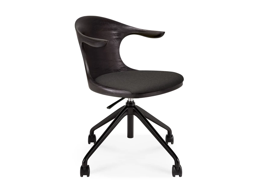 Bureaustoel Teak Flow Dark Brown Office Chair With Weels 10582 Ethnicraft