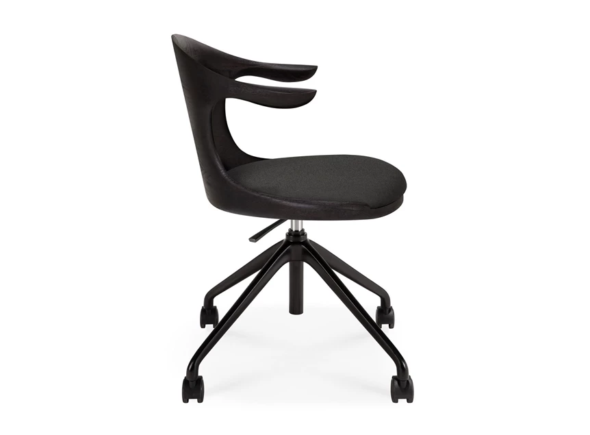 Zijkant Bureaustoel Teak Flow Dark Brown Office Chair With Weels 10582 Ethnicraft