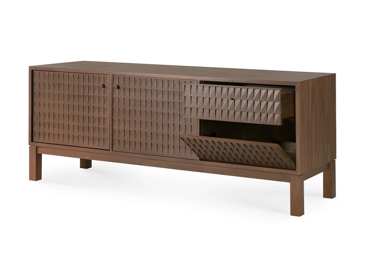 Lade en klapdeur open Tv-kast Teak Sono Light Brown Tv Cupboard 15350 Ethnicraft