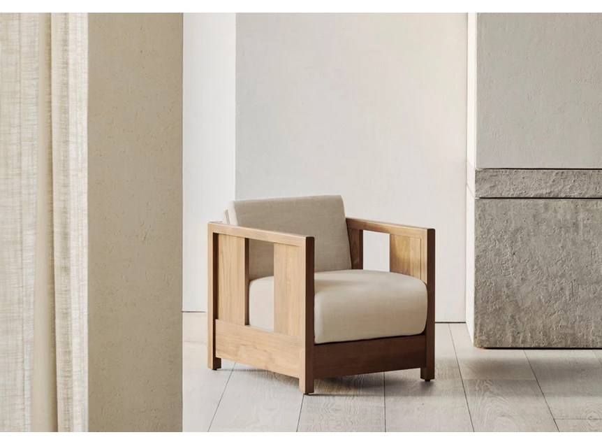 Sfeerfoto Bijzetzetel Teak Roan Wild Brown Lounge Chair Flax 10831 Ethnicraft