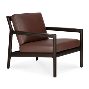 Bijzetzetel Mahogany Jack Dark Brown Lounge Chair Burgundy Leather 35106 Ethnicraft