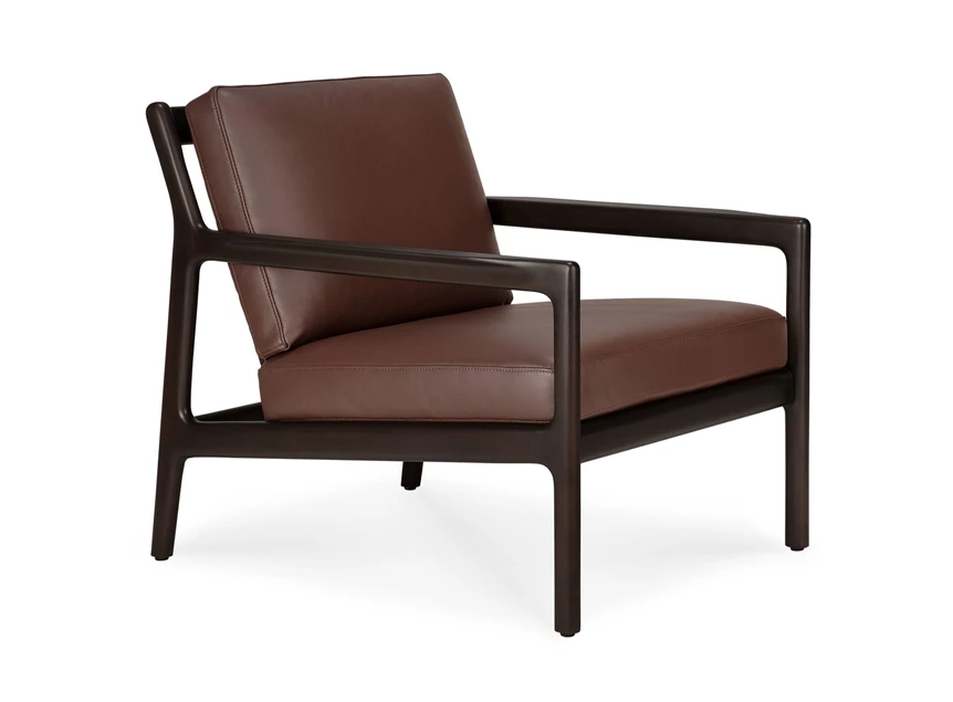 Bijzetzetel Mahogany Jack Dark Brown Lounge Chair Burgundy Leather 35106 Ethnicraft