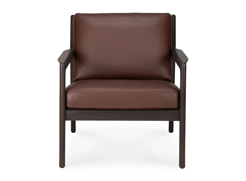 Front Bijzetzetel Mahogany Jack Dark Brown Lounge Chair Burgundy Leather 35106 Ethnicraft