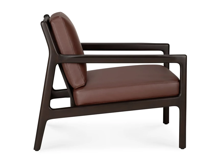 Zijkant Bijzetzetel Mahogany Jack Dark Brown Lounge Chair Burgundy Leather 35106 Ethnicraft