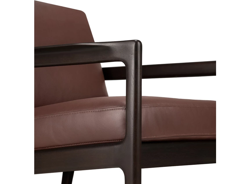 Zitting Bijzetzetel Mahogany Jack Dark Brown Lounge Chair Burgundy Leather 35106 Ethnicraft