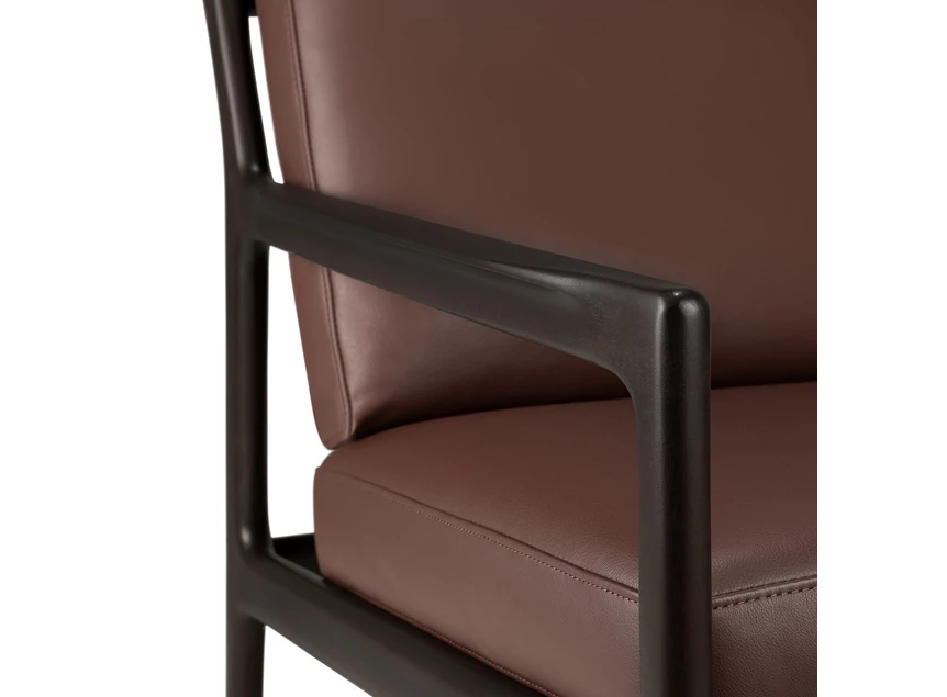 Armleuning Bijzetzetel Mahogany Jack Dark Brown Lounge Chair Burgundy Leather 35106 Ethnicraft