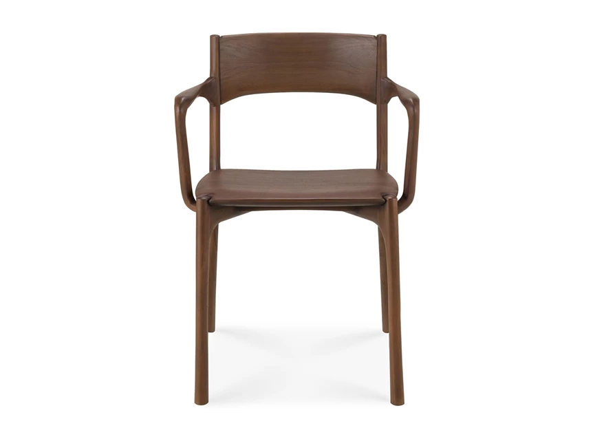Front Armstoel Teak Pi Brown Dining Chair With Amrs 11549 Ethnicraft