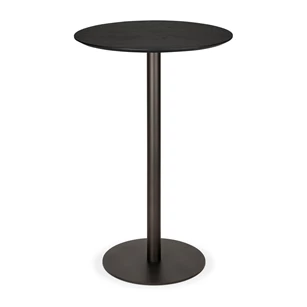 Bartafel Blend Round Bar Table Top Black Oak Base Dark Bronze 51953 Ethnicraft