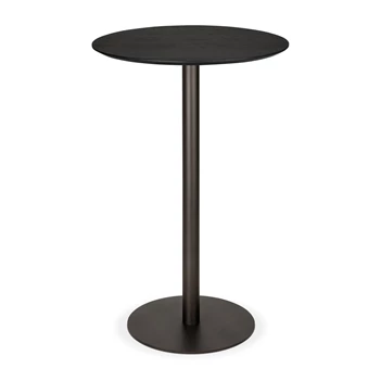 Bartafel Blend Round Bar Table Top Black Oak Base Dark Bronze 51953 Ethnicraft