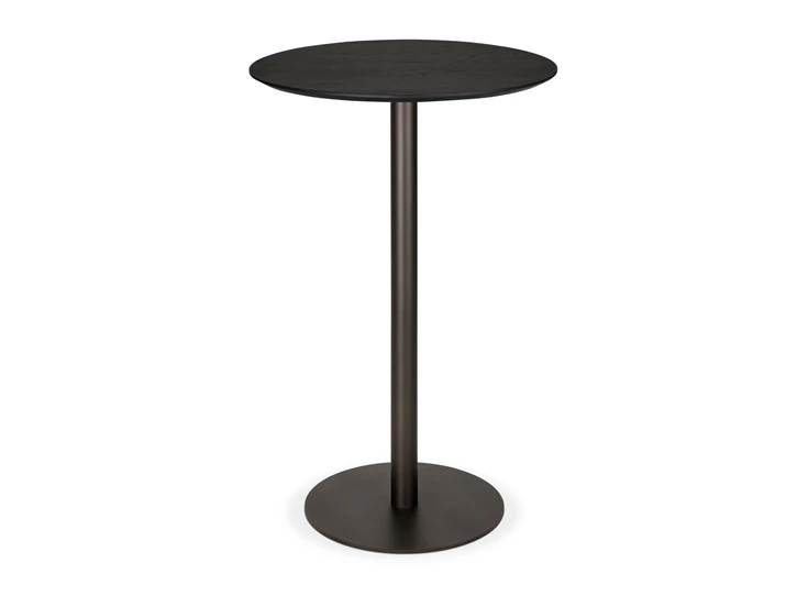 Bartafel Blend Round Bar Table Top Black Oak Base Dark Bronze 51953 Ethnicraft