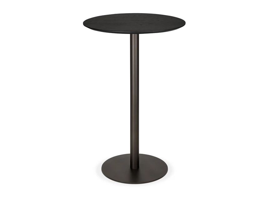 Bartafel Blend Round Bar Table Top Black Oak Base Dark Bronze 51953 Ethnicraft
