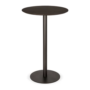 Bartafel Blend Round Bar Table Top Brown Oak Base Dark Bronze 51952 Ethnicraft