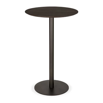 Bartafel Blend Round Bar Table Top Brown Oak Base Dark Bronze 51952 Ethnicraft