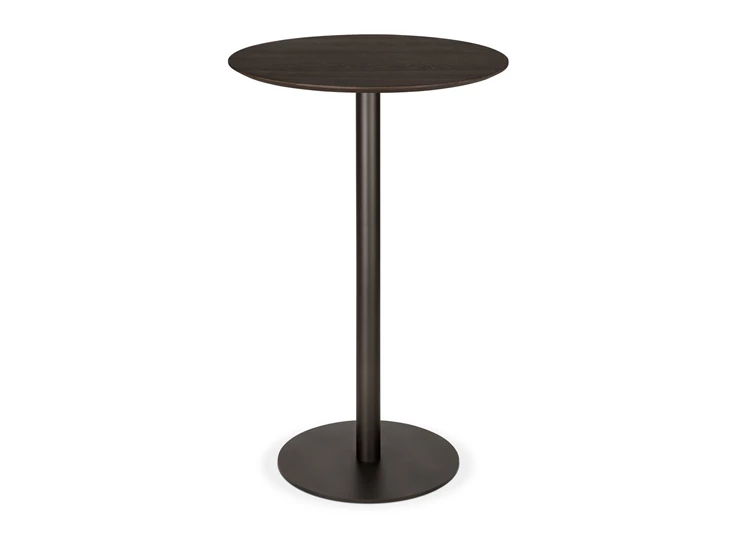 Bartafel Blend Round Bar Table Top Brown Oak Base Dark Bronze 51952 Ethnicraft