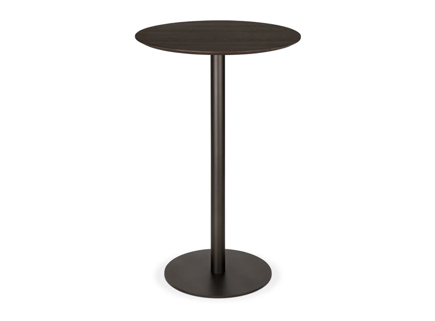 Bartafel Blend Round Bar Table Top Brown Oak Base Dark Bronze 51952 Ethnicraft