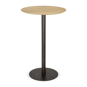 Bartafel Blend Round Bar Table Top Oak Base Dark Bronze 51951 Ethnicraft