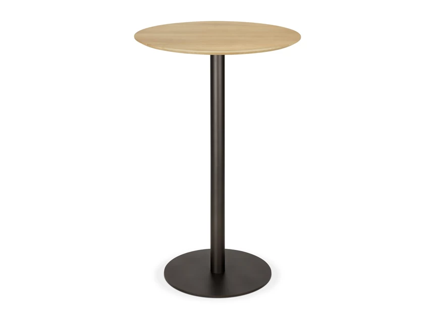 Bartafel Blend Round Bar Table Top Oak Base Dark Bronze 51951 Ethnicraft